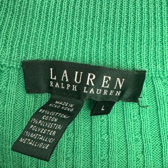 Ralph Lauren Green Zip-Up Sweater -large but fits like Med. - Picture 2 of 5